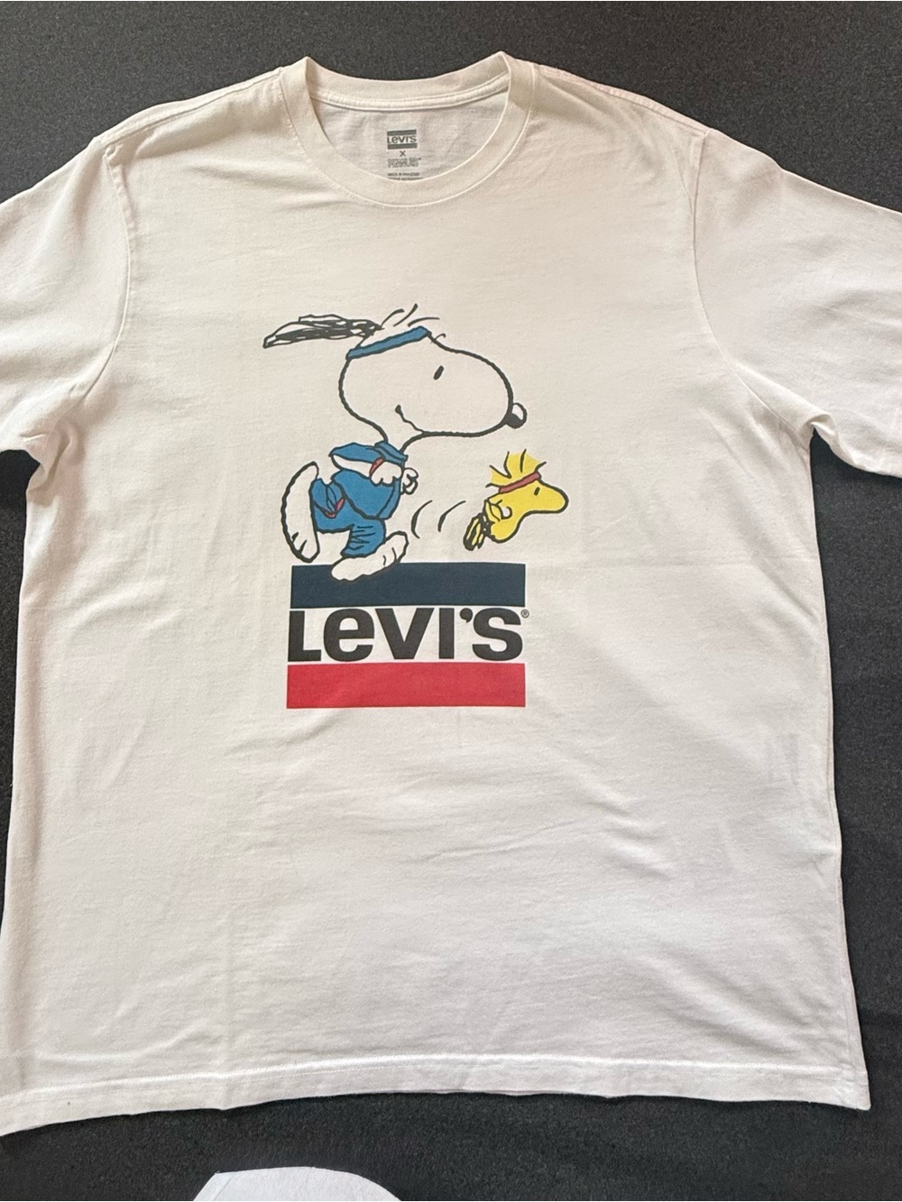 Levi's White Snoopy & Woodstock Logo Tee